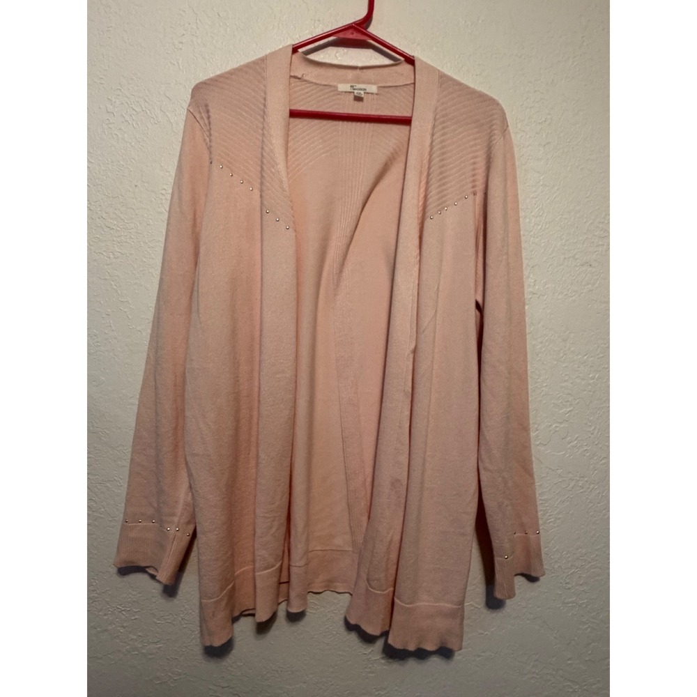 89th + Madison Pink Studded Open Front Cardigan Sweater PXL